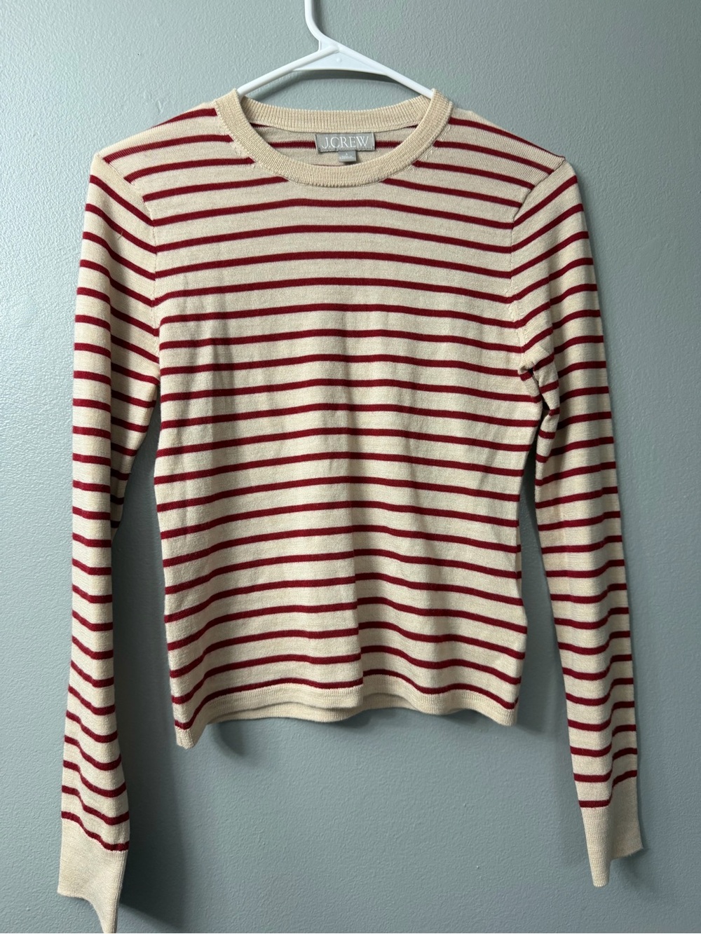 J. Crew Carolyn fitted crewneck sweater in striped merino wool small